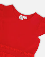 Bi-Material Dress Red-3