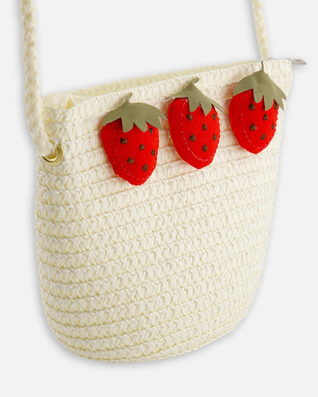 Strawberry Straw Purse Beige-3