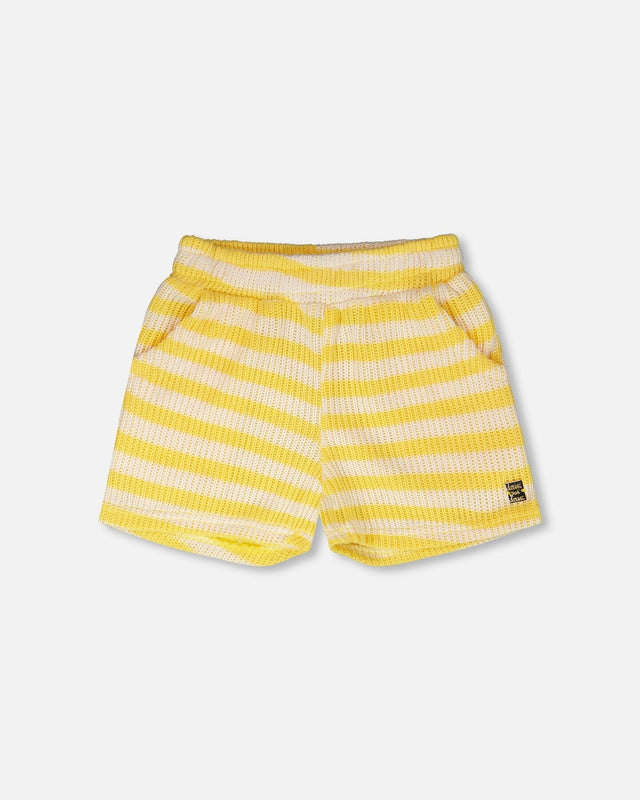 Striped Shorts Yellow And White-0
