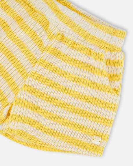 Striped Shorts Yellow And White-4