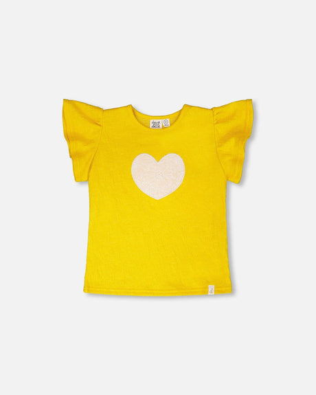 Crinkle Jersey Top Yellow-0
