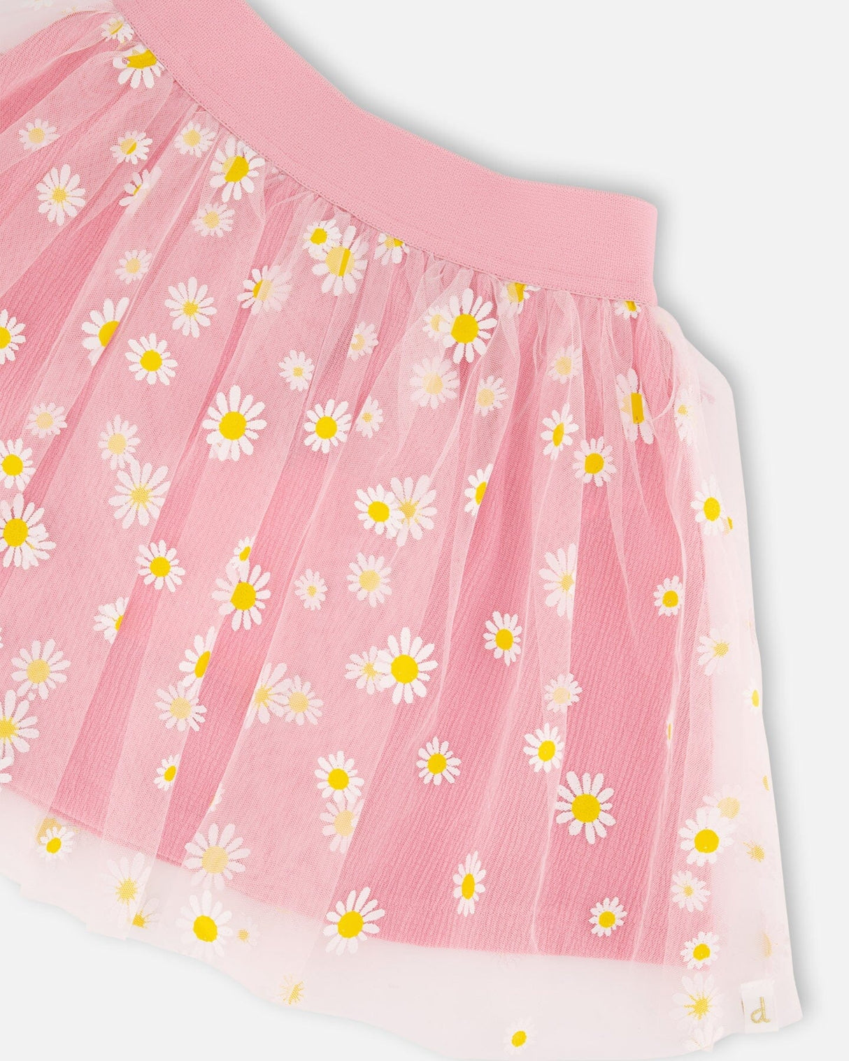 Mesh And Crinkle Jersey Skirt Pink-3