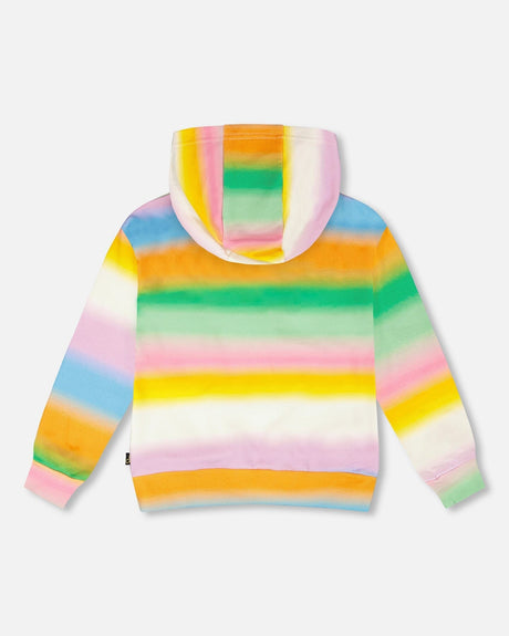Printed French Terry Zip Front Hoodie Multicolored-2