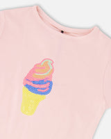 Organic Cotton Jersey Ice Cream T-Shirt Pink-3