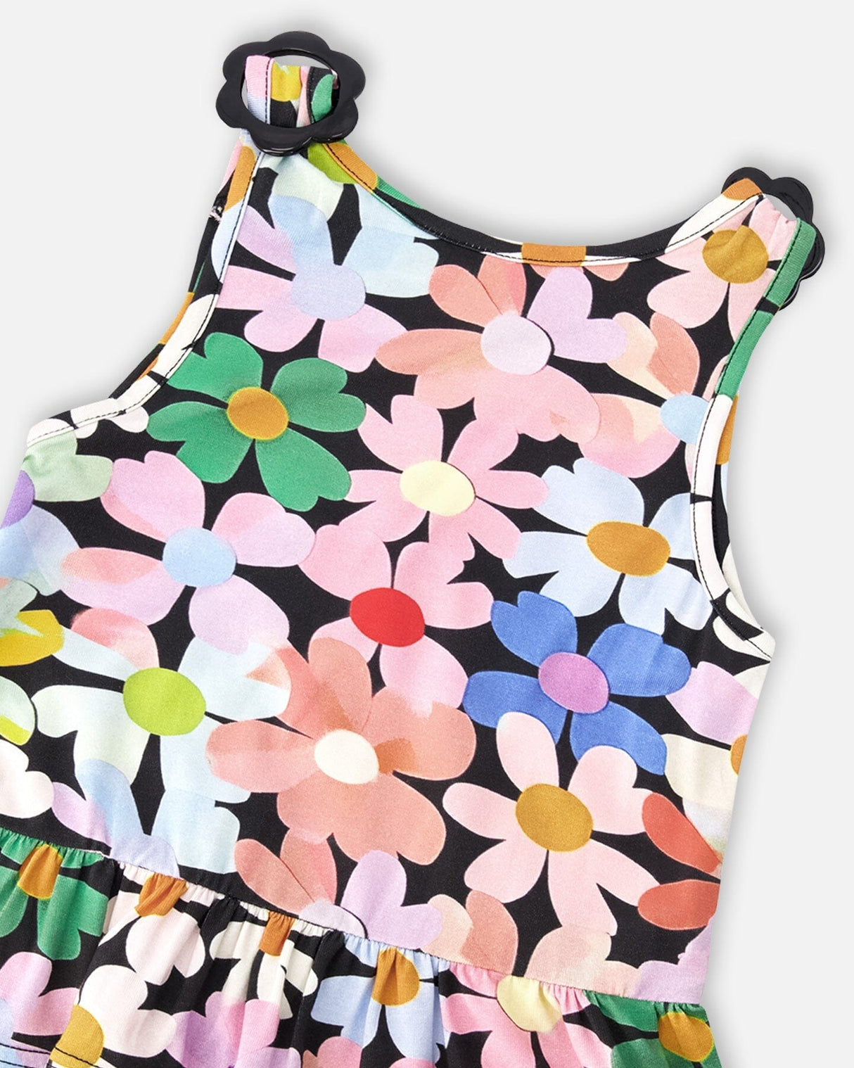 Jersey Tank Top Black Printed Flowers-3