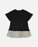 Organic Cotton Tunic Black With Mesh Frill-2