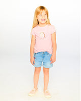 Light Blue Denim Shorts With Embroidery-1