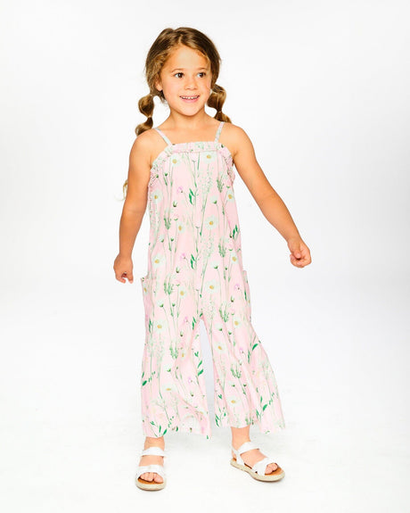 Viscose Jumpsuit Pink Printed Flowers-2