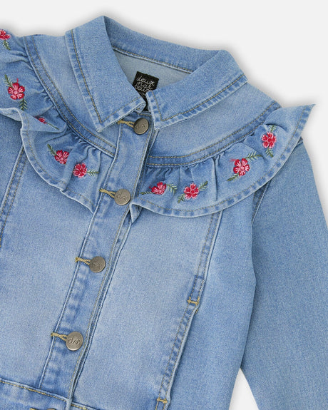Light Blue Denim Jacket With Embroidery-4