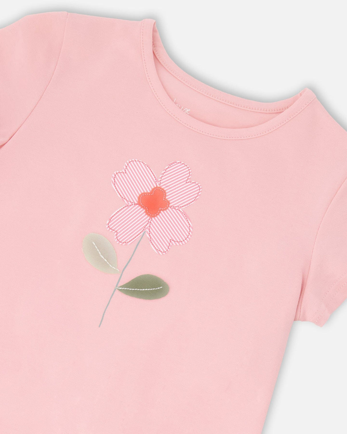 Organic Cotton Bi-Material Tunic With Ruffle Dusty Pink-3