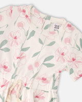 French Terry Dress Off White Printed Flowers-3