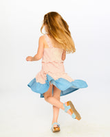 Poplin And Chambray Dress Off White And Pink Stripes-1