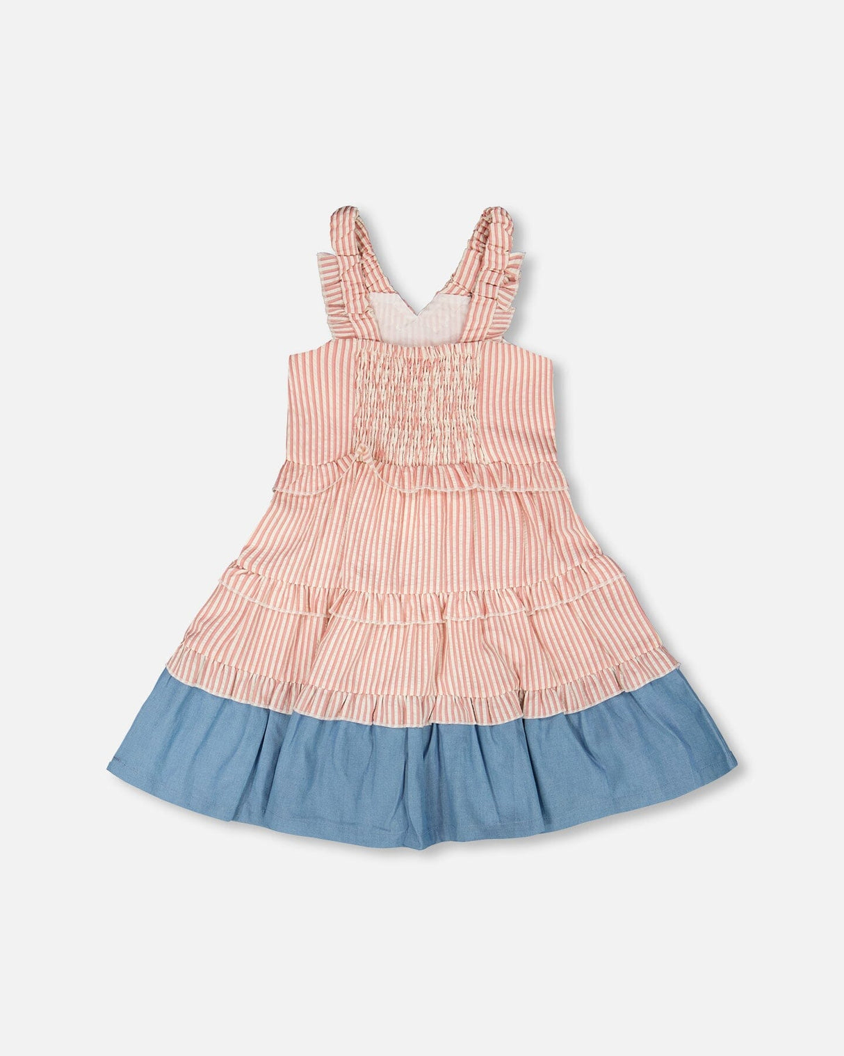 Poplin And Chambray Dress Off White And Pink Stripes-2