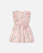 Viscose Dress Pink Printed Flowers-0