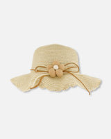 Flower Straw Hat Beige-0