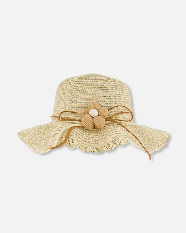 Flower Straw Hat Beige-0