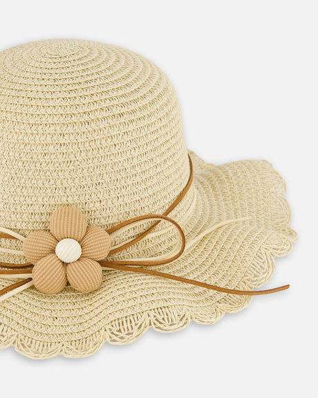 Flower Straw Hat Beige-4