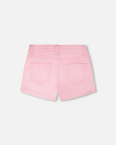 Pink Denim Shorts With Embroidery-2