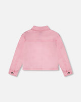 Pink Denim Jacket With Embroidered Patches-2