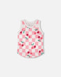 Organic Cotton Jersey Tank Top Pink Printed Cherries-0
