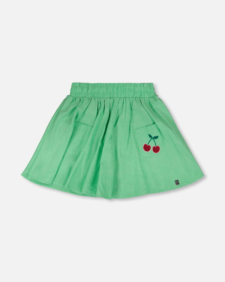 Organic Cotton Skort With Embroidery Green-0