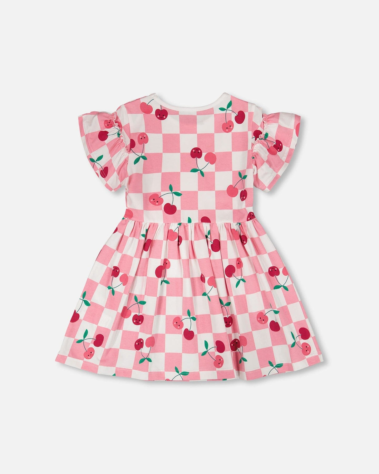 Organic Cotton Jersey Dress Pink Printed Cherries-2