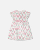 Cotton Rib Dress White Printed Cherries-0
