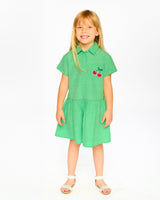 Cotton Shirt Dress With Embroidery Green-1
