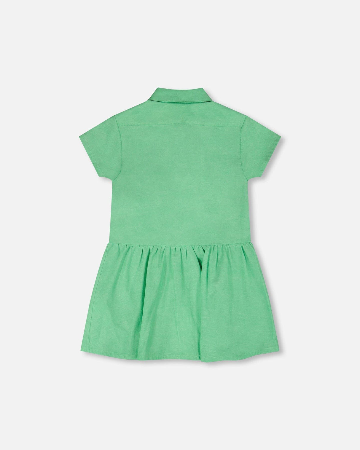 Cotton Shirt Dress With Embroidery Green-2