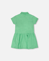 Cotton Shirt Dress With Embroidery Green-2
