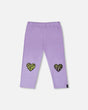 Organic Cotton Jersey Capri Mauve With Knee Screen Hearts Appliqués-0