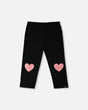 Organic Cotton Jersey Capri Black With Knee Foil Heart Print-0