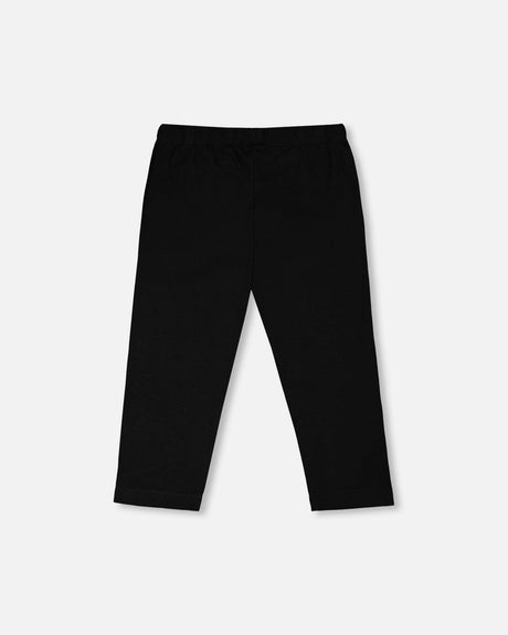 Organic Cotton Jersey Capri Black With Knee Foil Heart Print-2