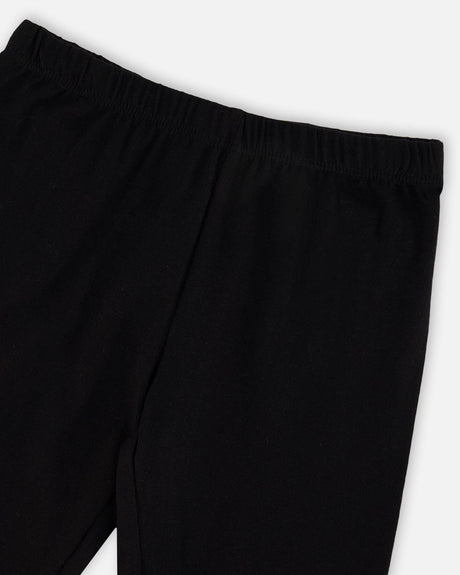 Organic Cotton Jersey Capri Black With Knee Foil Heart Print-3