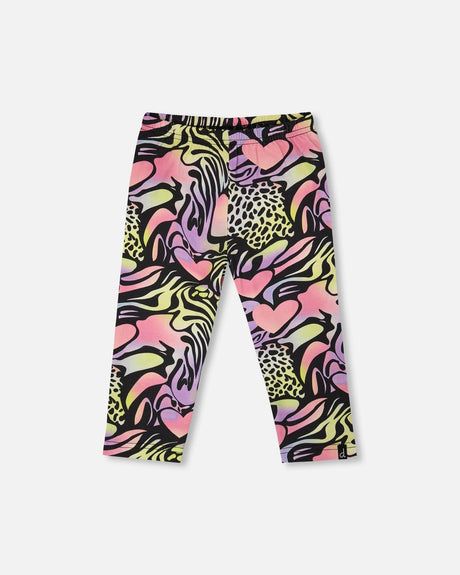 Organic Cotton Jersey Capri Black Printed Multicolor-0