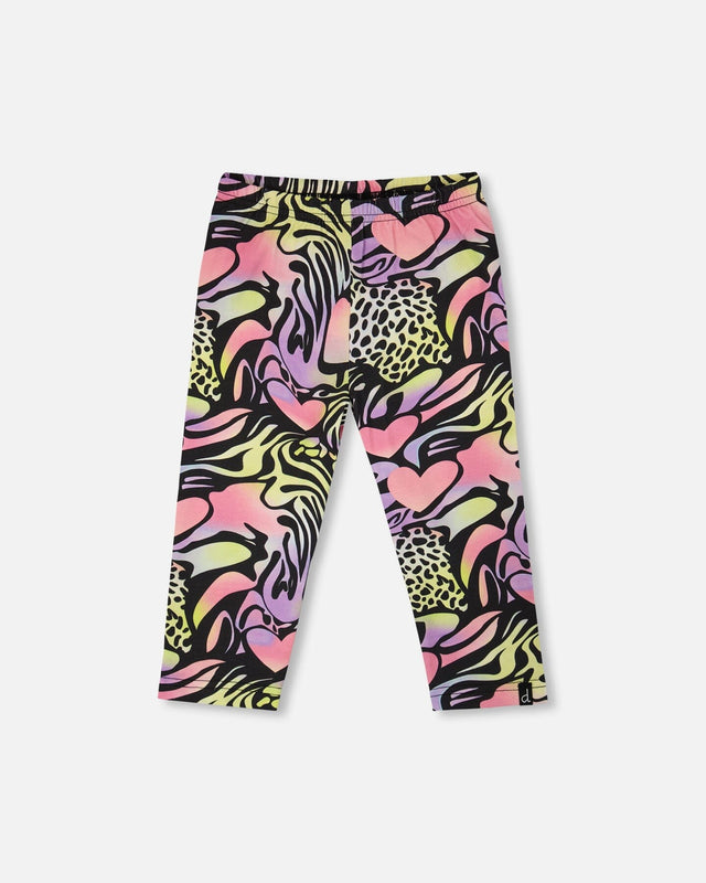 Organic Cotton Jersey Capri Black Printed Multicolor-0