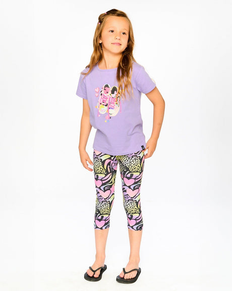 Organic Cotton Jersey Capri Black Printed Multicolor-1