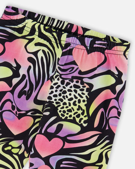 Organic Cotton Jersey Capri Black Printed Multicolor-3