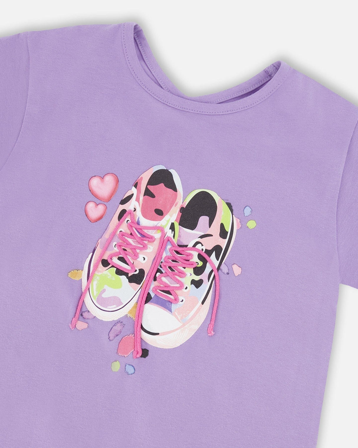 Organic Cotton Jersey T-Shirt Mauve With Sneakers-3