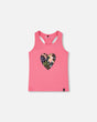 Organic Cotton Jersey Tank Top Pink With Screen Print-0