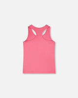 Organic Cotton Jersey Tank Top Pink With Screen Print-2