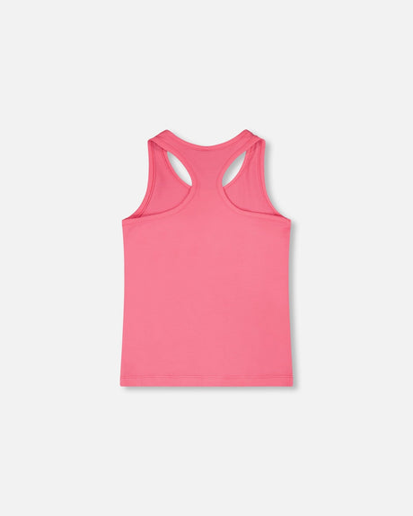 Organic Cotton Jersey Tank Top Pink With Screen Print-2