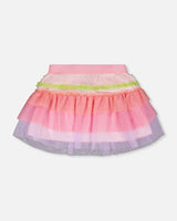 Mesh Skirt With Multicolor Frills-0