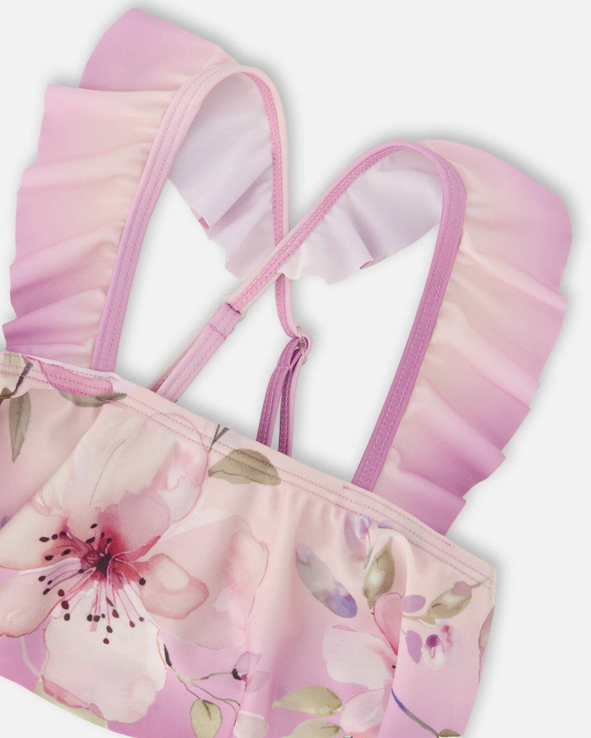 Deux par Deux Two-Piece Swimsuit Purple Flower Print