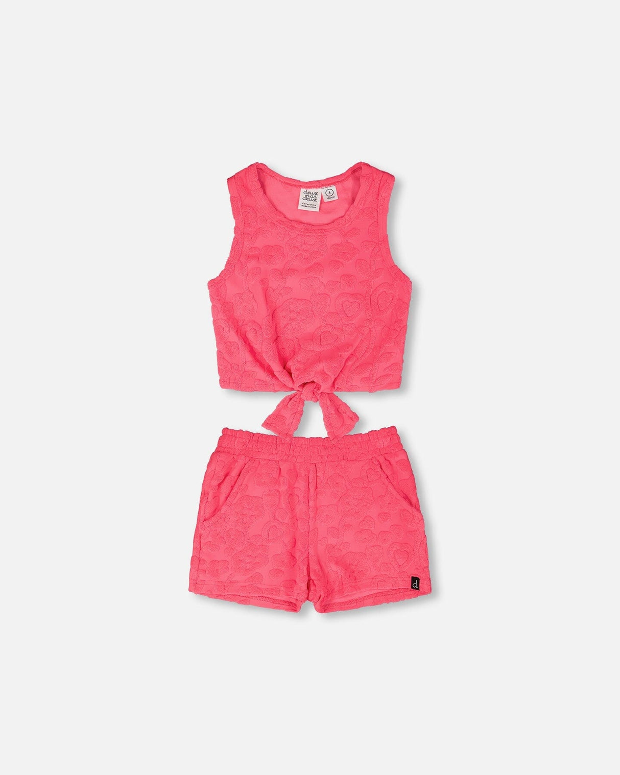 Terry Tank Top With Shorts Set Pink-0