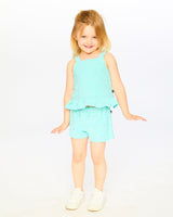 Terry Tank Top With Shorts Set Light Blue-3