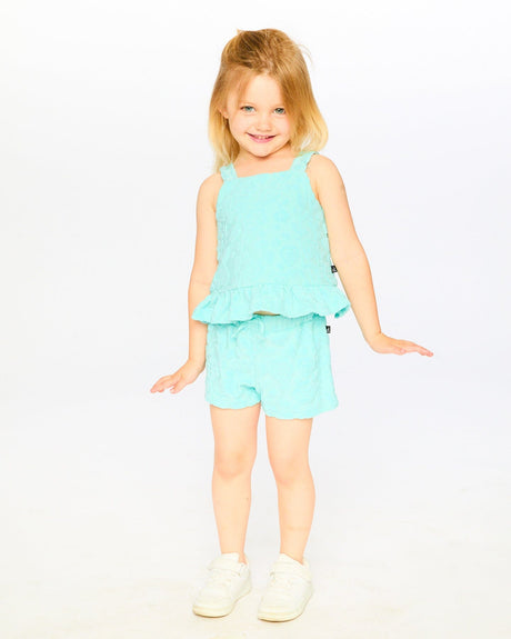 Terry Tank Top With Shorts Set Light Blue-3