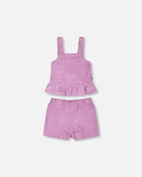 Terry Tank Top With Shorts Set Lilac-0