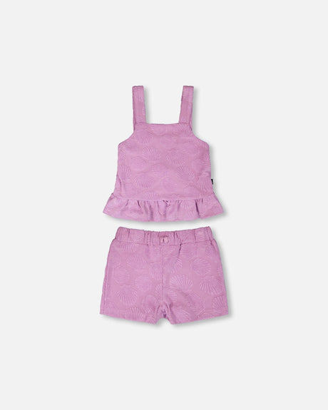 Terry Tank Top With Shorts Set Lilac-0