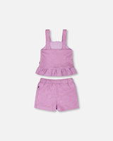 Terry Tank Top With Shorts Set Lilac-4